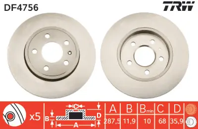 Novedad Juego de discos de freno TRW DF4756 TRW DF4756